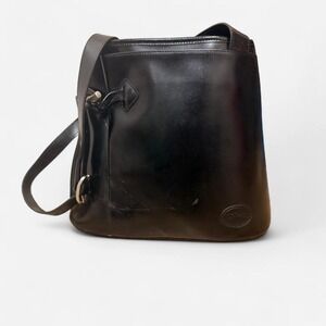 Vintage Longchamp Black Box Leather Bucket Bag
